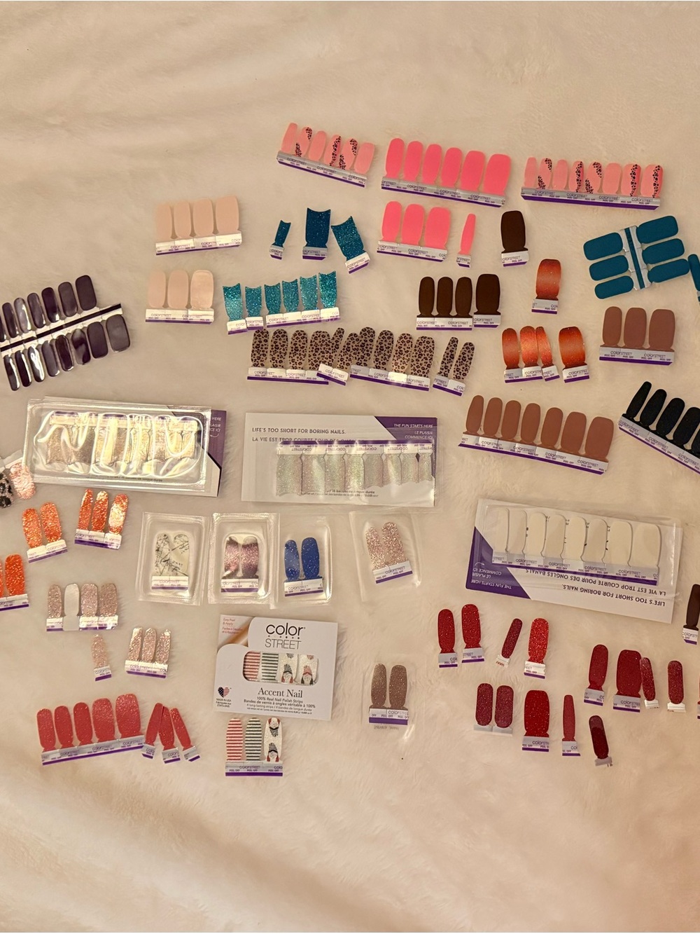 Color Street Nail Polish Strips - Coral, Pink, Teal, Brown, Red & Gold Mix